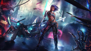 Afrofuturism cyberpunk heroine cityscape scifi - cyberpunk art free wallpaper