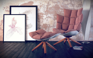 Chair ottoman room wall bookcase - the floor free wallpaper