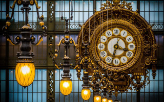 Large clock building lights steampunk - the side of a building free wallpaper
