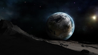 Earth moon space starfield aurora - a distant star in the background free wallpaper
