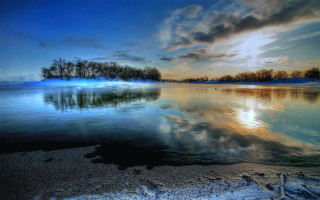Lake trees clouds sky matte - a bunch of trees free wallpaper