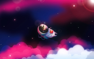 Space ship cartoon sky clouds - anton fadeev free wallpaper
