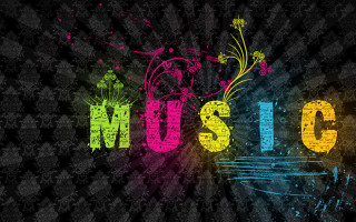 Colorful music sign black background - funk art free wallpaper