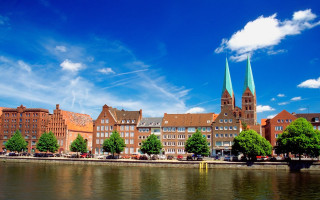 Cityscape bridge river sky clouds - berlin secession free wallpaper