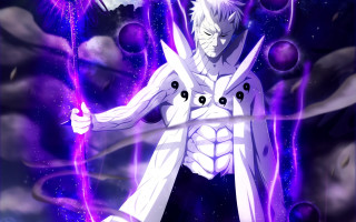 Alien swordman purple starry background - a purple light free wallpaper