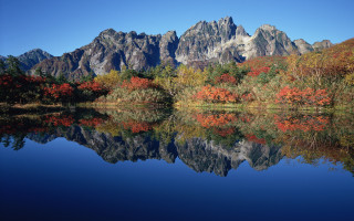 Murata range autumn leaves lake - a still lake free wallpaper