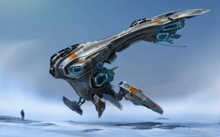 Futuristic ship snowground man spacecraft - a futuristic ship free wallpaper