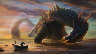 Dragon boat water fantasy art - art greg rutkowski free wallpaper