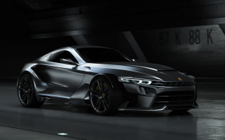 Silver car dark room panfuturism - a large sign free wallpaper