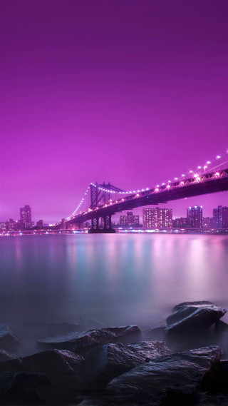 Bridge water purple sky city - david lachapelle free wallpaper