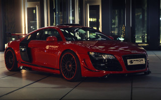 Red sports car night door - its light free wallpaper