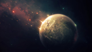 Planet star constellation moon galaxy - a matte painting free wallpaper for desktop