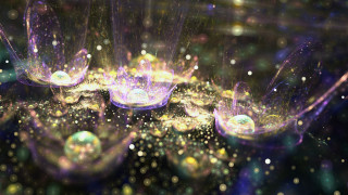 Bubbles floating aurora christmas night - a black surface free wallpaper