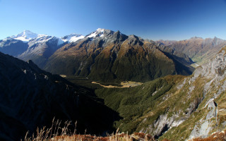 Mountain range valley view matte - a high point of view free wallpaper