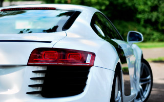 White sports car street tree - a street next free wallpaper