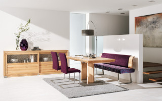 Dining room purple chairs bench - enguerrand quarton free wallpaper