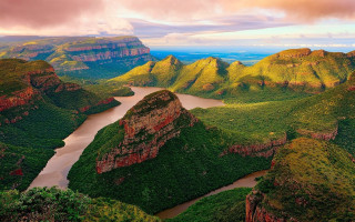 River valley mountains greenery cloudy - christo free wallpaper