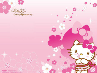 Hello kitty pink background flowers - kitty wallpaper free wallpaper