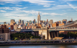 Bridge river city architecture skyline - over a river free wallpaper