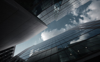 Buildings sky clouds constructivism fence - modular free wallpaper