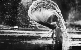 Woman water hair air blackwhite - her free wallpaper