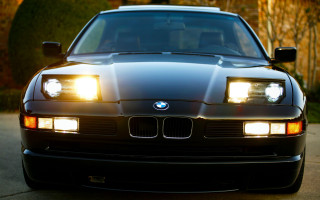 Black car headlights house tree 2 - a house in the background free wallpaper