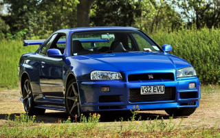 Blue car field forest sky - a blue car free wallpaper