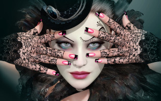 Woman black hat pink nails 2 - her head free wallpaper for desktop