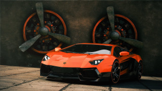 Orange sports car big wheels - nice free wallpaper