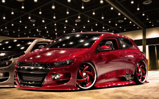 Red car silver black garage - rim free wallpaper