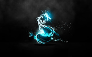 Blue black dragon glowing light 6 - dragon art free wallpaper
