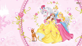 Princesses horse deer pink background - free happy birthday wallpaper