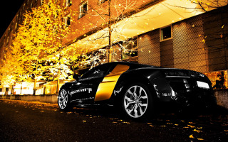 Black yellow sports car night 2 - the side of the road free wallpaper