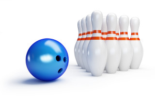Bowling ball and pins white - simple form free wallpaper