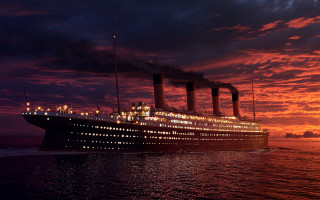 Cruise ship sunset ocean smoke - sunset free wallpaper