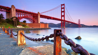 Fence water bridge sunset pink - sunset free wallpaper
