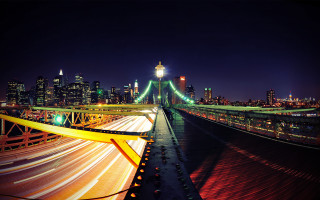 City skyline bridge night lights 9 - the distance free wallpaper