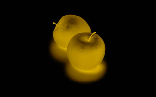 Yellow apples black background yellow - caustic free wallpaper