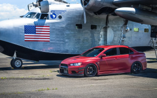 Red car plane ladder runway - a ladder free wallpaper
