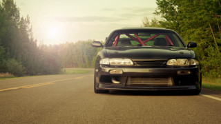 Car sunshine forest tiltshift vroom - the side of the road free wallpaper