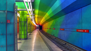 Trainstation rainbowtunnel distancetrain redsign neo - neofauvism free wallpaper