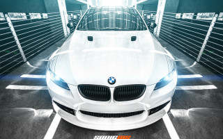 White car bright light hood 2 - a parking lot free wallpaper