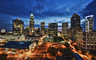 City skyline night lights bridge 6 - cleve gray free wallpaper