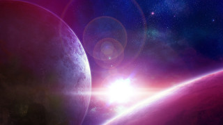 Space planet stars horizon moon - planet free wallpaper