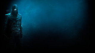 Hooded man dark knife glowing - costume free wallpaper
