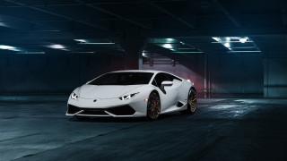 White sports car parking garage 7 - its door open free wallpaper