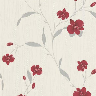 Red white wallpaper flowers leaves - the side of the wall free wallpaper