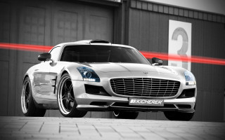 White car garage red laser - a garage door free wallpaper