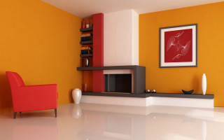 Living room red chair fireplace - enguerrand quarton free wallpaper