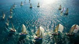 Sailboats ocean row impressionist photography - photography free wallpaper